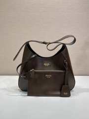 Uubags Prada 1BC300 Boogie medium leather bag in cocoa brown 33x22x8cm  - 2