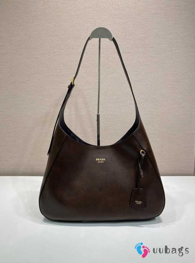Uubags Prada 1BC299 Boogie large leather bag in cocoa brown 40x24.5x9cm - 1