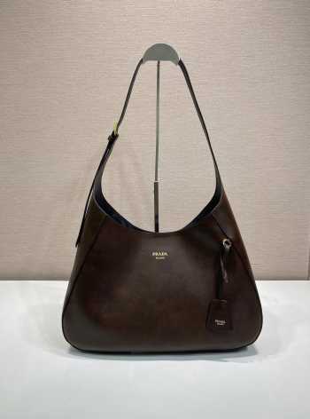 Uubags Prada 1BC299 Boogie large leather bag in cocoa brown 40x24.5x9cm