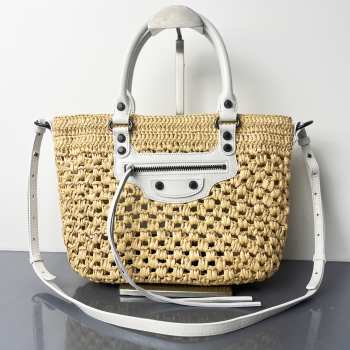 Uubags Balenciaga Le City Basket Small Bag In Natural/optic White 28x22x11cm