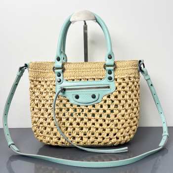 Uubags Balenciaga Le City Basket Small Bag In Beige/Mineral Green 28x22x11cm