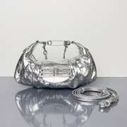 Uubags Balenciaga Pamela Small Bag In Silver Metallized Arena Lambskin, Shiny Silver Hardware 28x5x16cm - 1
