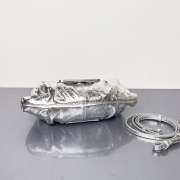 Uubags Balenciaga Pamela Small Bag In Silver Metallized Arena Lambskin, Shiny Silver Hardware 28x5x16cm - 6