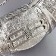 Uubags Balenciaga Pamela Small Bag In Silver Metallized Arena Lambskin, Shiny Silver Hardware 28x5x16cm - 5