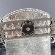Uubags Balenciaga Pamela Small Bag In Silver Metallized Arena Lambskin, Shiny Silver Hardware 28x5x16cm - 4