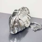 Uubags Balenciaga Pamela Small Bag In Silver Metallized Arena Lambskin, Shiny Silver Hardware 28x5x16cm - 3