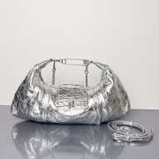 Uubags Balenciaga Pamela Large Bag In Silver Metallized Arena Lambskin, Shiny Silver Hardware 41x8x23cm - 1