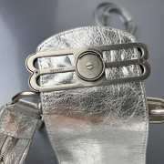Uubags Balenciaga Pamela Large Bag In Silver Metallized Arena Lambskin, Shiny Silver Hardware 41x8x23cm - 5