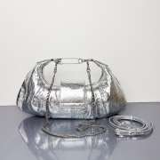 Uubags Balenciaga Pamela Large Bag In Silver Metallized Arena Lambskin, Shiny Silver Hardware 41x8x23cm - 3