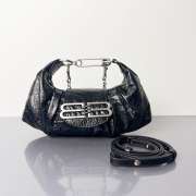 Uubags Balenciaga Pamela Small Bag In Black Arena Lambskin, Shiny Silver Hardware 28x5x16cm - 1