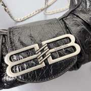 Uubags Balenciaga Pamela Small Bag In Black Arena Lambskin, Shiny Silver Hardware 28x5x16cm - 3