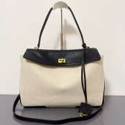 Uubags Balenciaga Rodeo handbag medium in beige/black lambskin, aged-gold hardware 35x23x11cm - 1