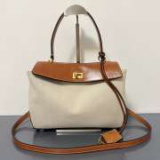 Uubags Balenciaga Rodeo handbag small in natural beige linen canvas and tan cowboy lambskin, aged-gold hardware 27x20x10cm - 1