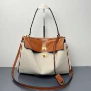 Uubags Balenciaga Rodeo handbag medium in natural beige linen canvas and tan cowboy lambskin, aged-gold hardware 35x23x11cm - 6
