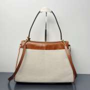 Uubags Balenciaga Rodeo handbag medium in natural beige linen canvas and tan cowboy lambskin, aged-gold hardware 35x23x11cm - 3