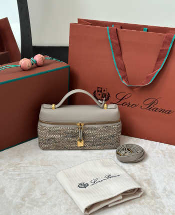 Uubags Loro Piana Extra Bag L23 Alpaca, Virgin Wool In Cream White/Mild Brown/Shine Gold/Dove/Sun Gold 23x12x7cm