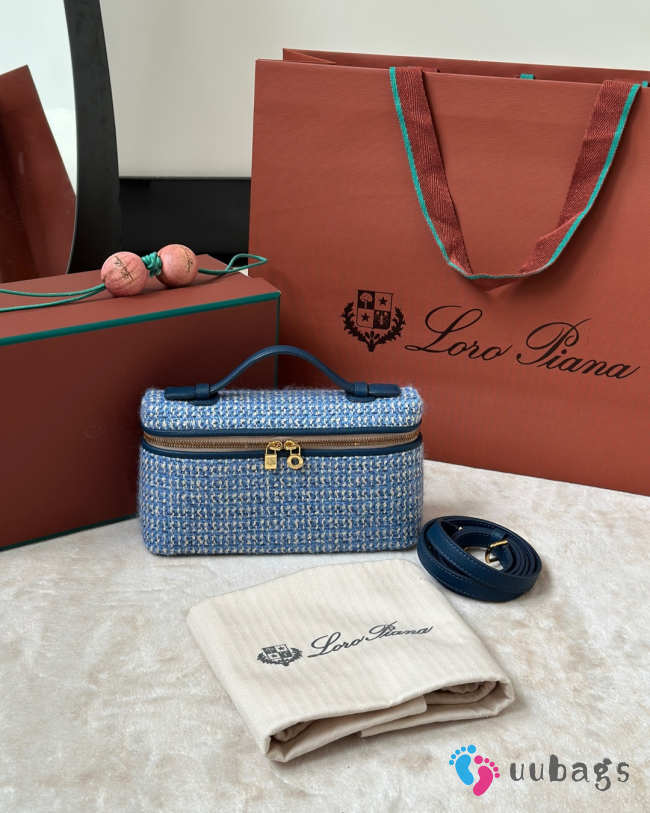Uubags Loro Piana Extra Pocket L19 Virgin Wool, Silk, Linen In Woven Blue/Ocean Heart/Sun Gold 19x11.5x7cm - 1