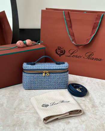 Uubags Loro Piana Extra Pocket L19 Virgin Wool, Silk, Linen In Woven Blue/Ocean Heart/Sun Gold 19x11.5x7cm