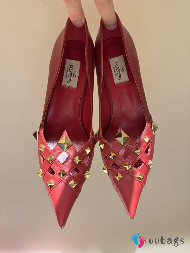Uubags Valentino Studdy Kidskin Pumps 10cm Red - 1