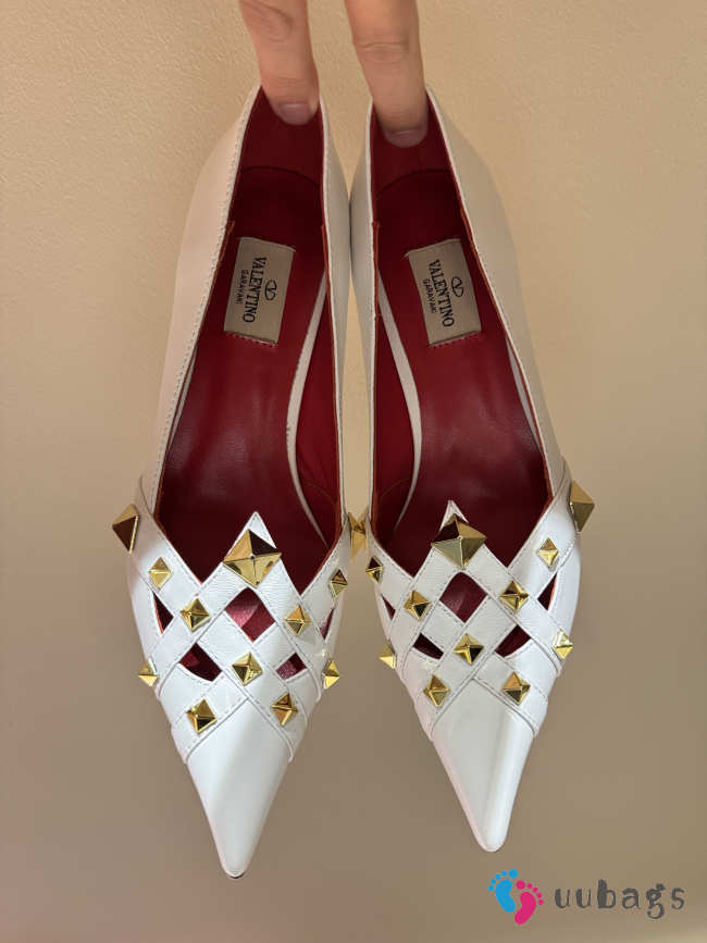 Uubags Valentino Studdy Kidskin Pumps 10cm White - 1