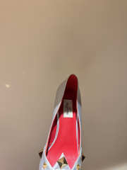 Uubags Valentino Studdy Kidskin Pumps 10cm Laminated Nappa Leather Silver - 6