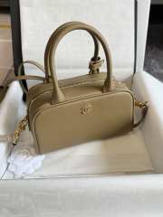 Uubags Chanel Medium Bowling Bag Calfskin & Silver-plated Metal Beige 20.5x11.5x9cm - 6