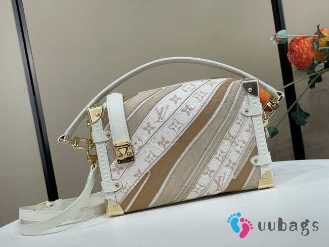 Uubags Louis Vuitton M29666 Side Trunk MM Bag Quartz Calf Leather And Coated Canvas 23.5x16x8.5cm - 1