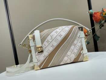 Uubags Louis Vuitton M29666 Side Trunk MM Bag Quartz Calf Leather And Coated Canvas 23.5x16x8.5cm