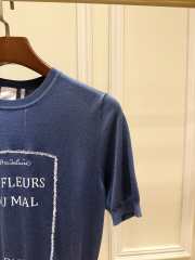 Uubags Dior Book Cover Short-Sleeved Fitted Sweater Blue and White Silk Knit - 5