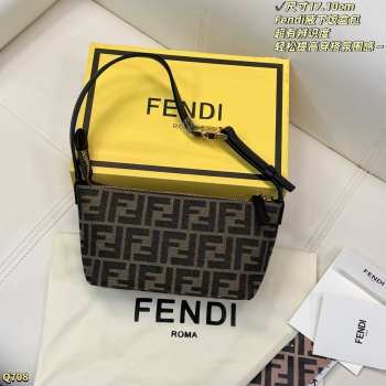 Uubags Fendi vanity pouch small FF Zucca jacquard fabric bag 21x10x11cm