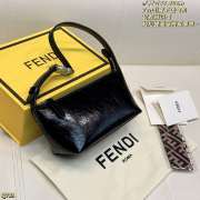 Uubags Fendi vanity pouch small crackled black leather bag 21x10x11cm - 6