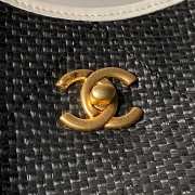 Uubags Chanel Medium Shopping Bag Braided Raffia, Calfskin & Gold-Tone Metal In Black & White 31x47x11cm - 6