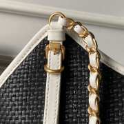 Uubags Chanel Medium Shopping Bag Braided Raffia, Calfskin & Gold-Tone Metal In Black & White 31x47x11cm - 5