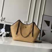 Uubags Chanel Medium Shopping Bag Braided Raffia, Calfskin & Gold-Tone Metal In Black & Beige 31x47x11cm - 1