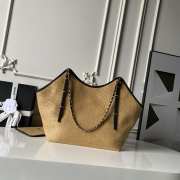 Uubags Chanel Medium Shopping Bag Braided Raffia, Calfskin & Gold-Tone Metal In Black & Beige 31x47x11cm - 5