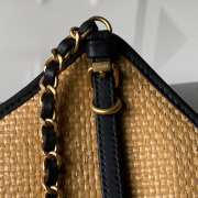 Uubags Chanel Medium Shopping Bag Braided Raffia, Calfskin & Gold-Tone Metal In Black & Beige 31x47x11cm - 4