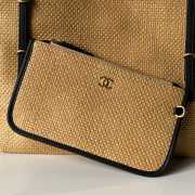 Uubags Chanel Medium Shopping Bag Braided Raffia, Calfskin & Gold-Tone Metal In Black & Beige 31x47x11cm - 2