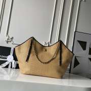 Uubags Chanel Large Shopping Bag Braided Raffia, Calfskin & Gold-Tone Metal In Black & Beige 36x59x13cm - 1