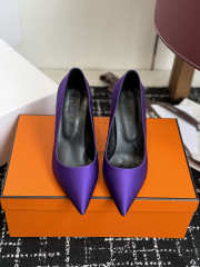 Uubags Hermes Mirage 100 pump in violet zinzolin satin crepe 10cm - 2