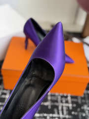 Uubags Hermes Mirage 100 pump in violet zinzolin satin crepe 10cm - 3