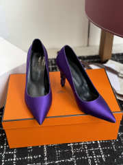 Uubags Hermes Mirage 100 pump in violet zinzolin satin crepe 10cm - 4