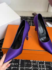 Uubags Hermes Mirage 100 pump in violet zinzolin satin crepe 10cm - 5