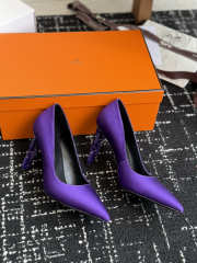 Uubags Hermes Mirage 100 pump in violet zinzolin satin crepe 10cm - 6
