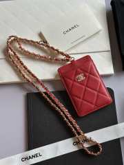 Uubags Chanel Red Caviar CC Chain Card Holder 10.5x7x0.5cm - 6