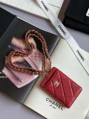 Uubags Chanel Red Caviar CC Chain Card Holder 10.5x7x0.5cm - 3