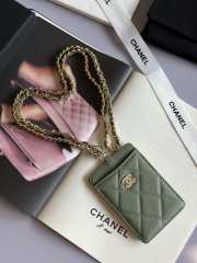 Uubags Chanel Khaki Green Caviar CC Chain Card Holder 10.5x7x0.5cm - 3