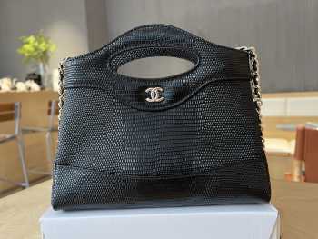 Uubags Chanel 31 Nano Bag In Black Lizard Embossed Leather 17.5x20.5x4cm