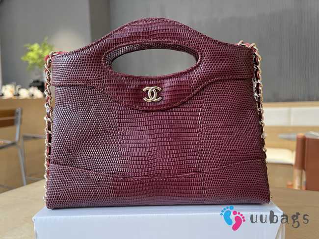 Uubags Chanel 31 Nano Bag In Burgundy Lizard Embossed Leather 17.5x20.5x4cm - 1