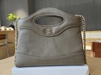 Uubags Chanel 31 Nano Bag In Grey Lizard Embossed Leather 17.5x20.5x4cm
