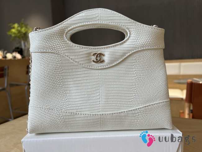 Uubags Chanel 31 Nano Bag In White Lizard Embossed Leather 17.5x20.5x4cm - 1